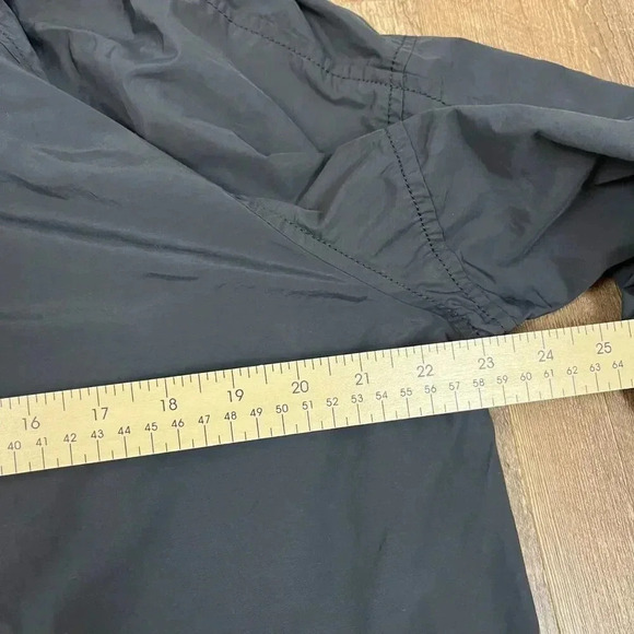 Eileen Fisher Hooded Rain Jacket Black Women's L Nylon Cotton Cinched Coat - Picture 12 of 15